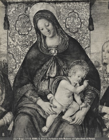 Brogi — Roma. Chiesa di S. Onofrio. Particolare della Madonna con Figlio e Santi; B. Peruzzi. — particolare